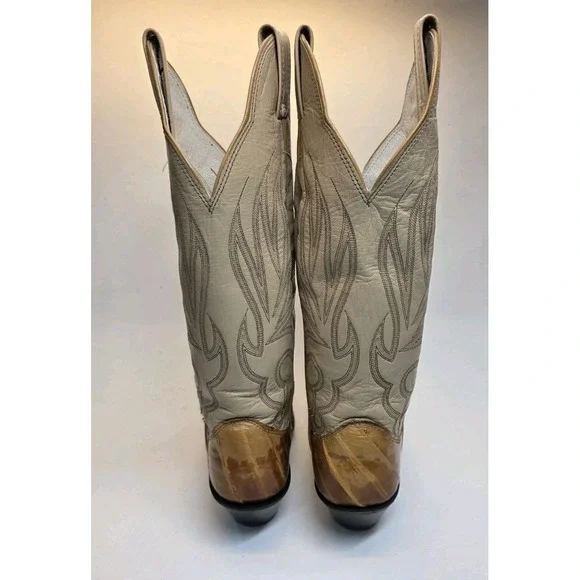 Womens Size 6 B Olathe Exotic Eel Skin Brown Leather Western Cowboy Boots - Picture 6 of 16